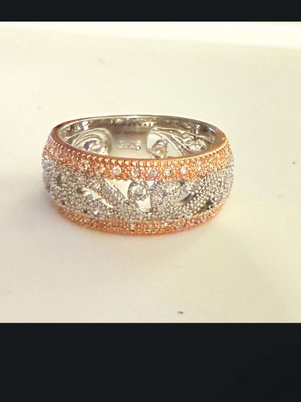 Vintage Art Deco milgrain and crystal ring